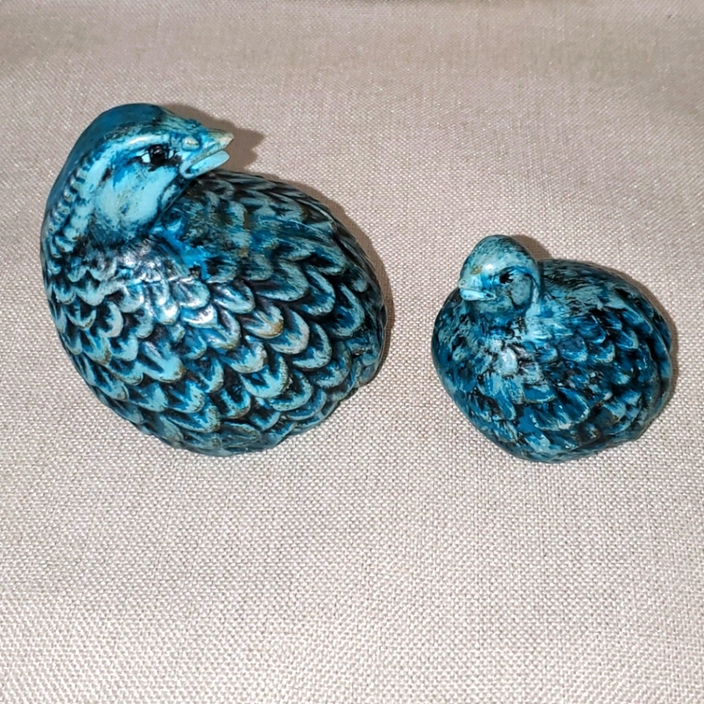 2 Vintage Blue Quail Art Pottery